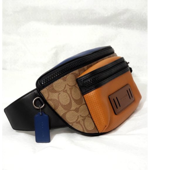 westway belt bag in colorblock signature canvas with coach patch
